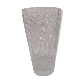 Crystal vase signed and hand-carved from the 20th