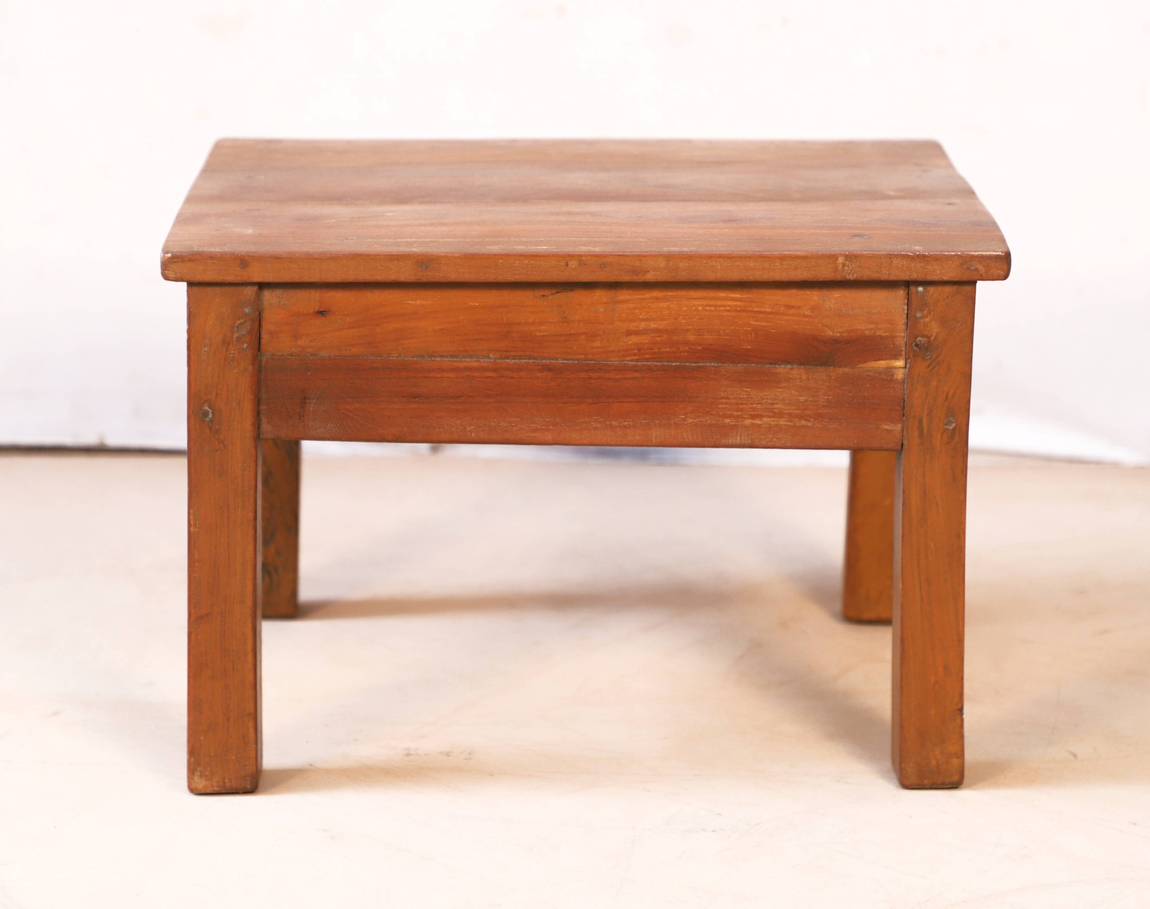 Small bedside table - side table in natural Burmese teak