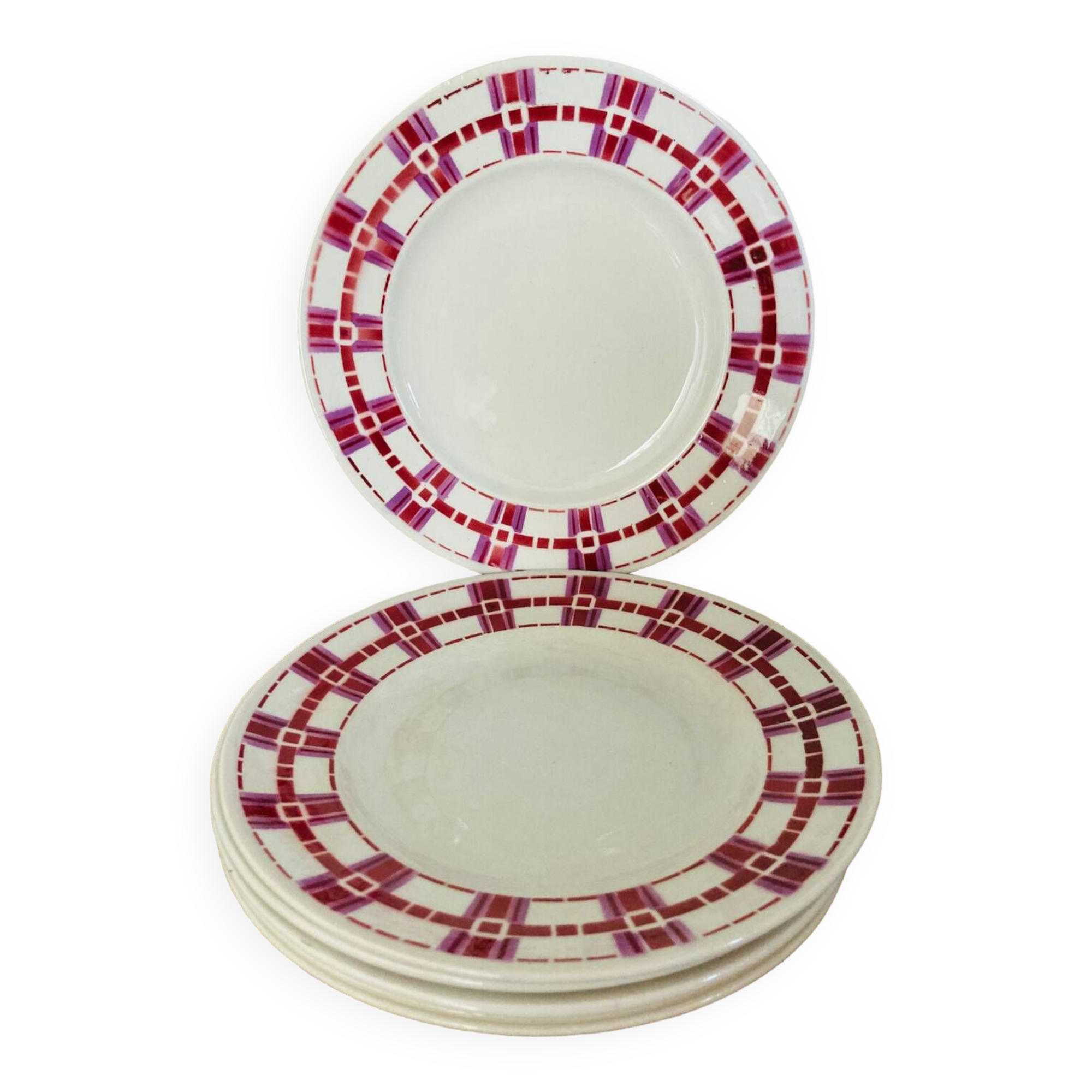 X6 assiettes plates Stuart Moulins des loups France cuisinevintage