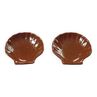 Ensemble de 2 plats de service Emile Henry Brown Coquille St Jaques 4642