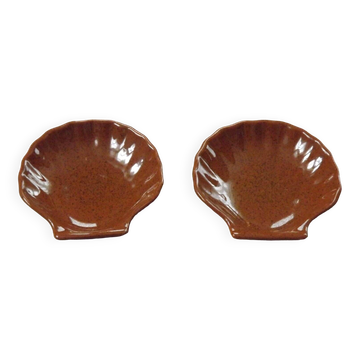 Ensemble de 2 plats de service Emile Henry Brown Coquille St Jaques 4642