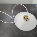 Old Art Deco portable pendant lamp with smooth opaline lampshade, diameter TBE 25.5 cm
