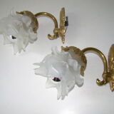 Pair of tanned sconces and glass paste
