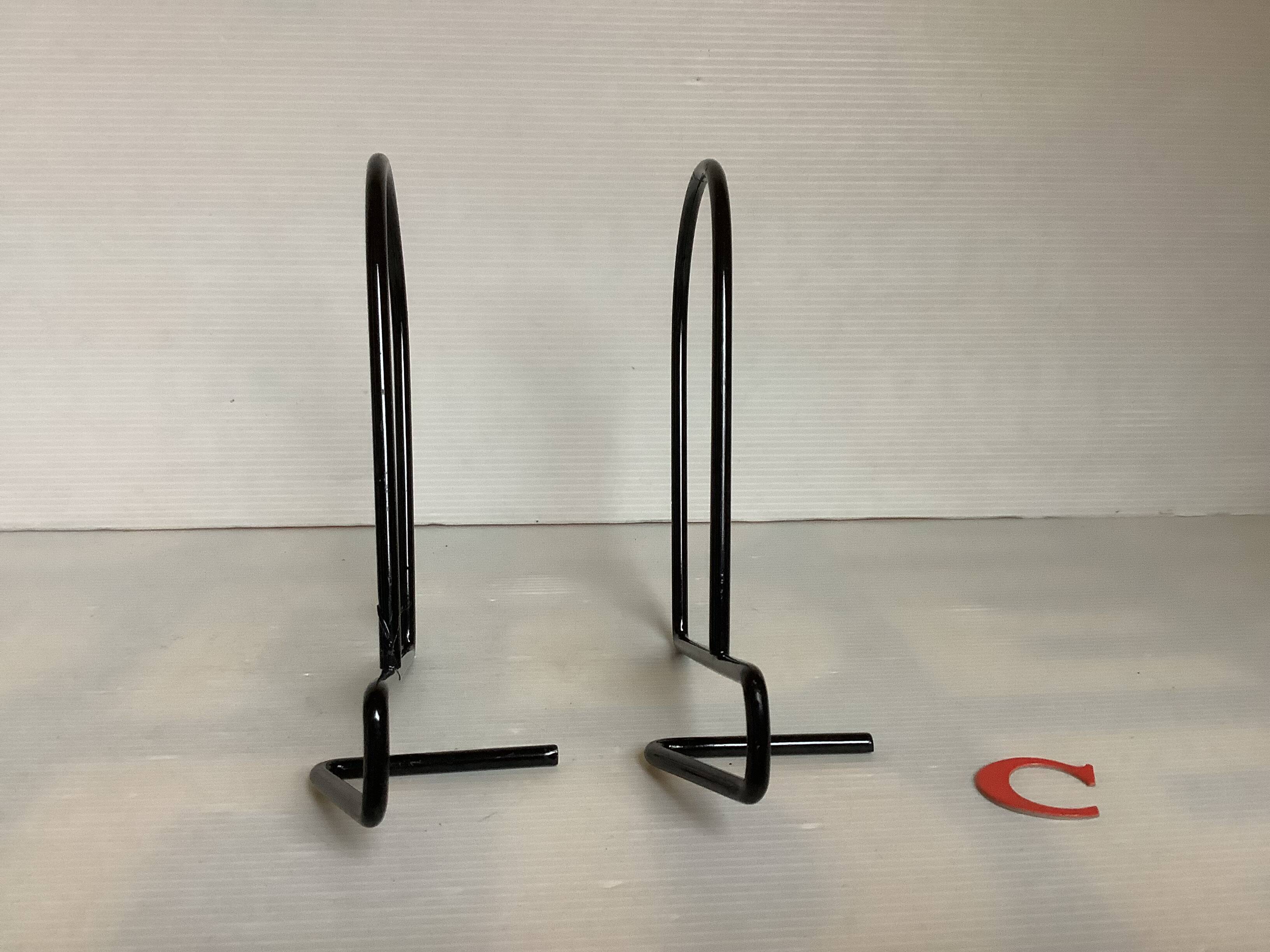 Pair of black metal bookends C