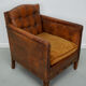 French cognac leather buttoned back club chair
