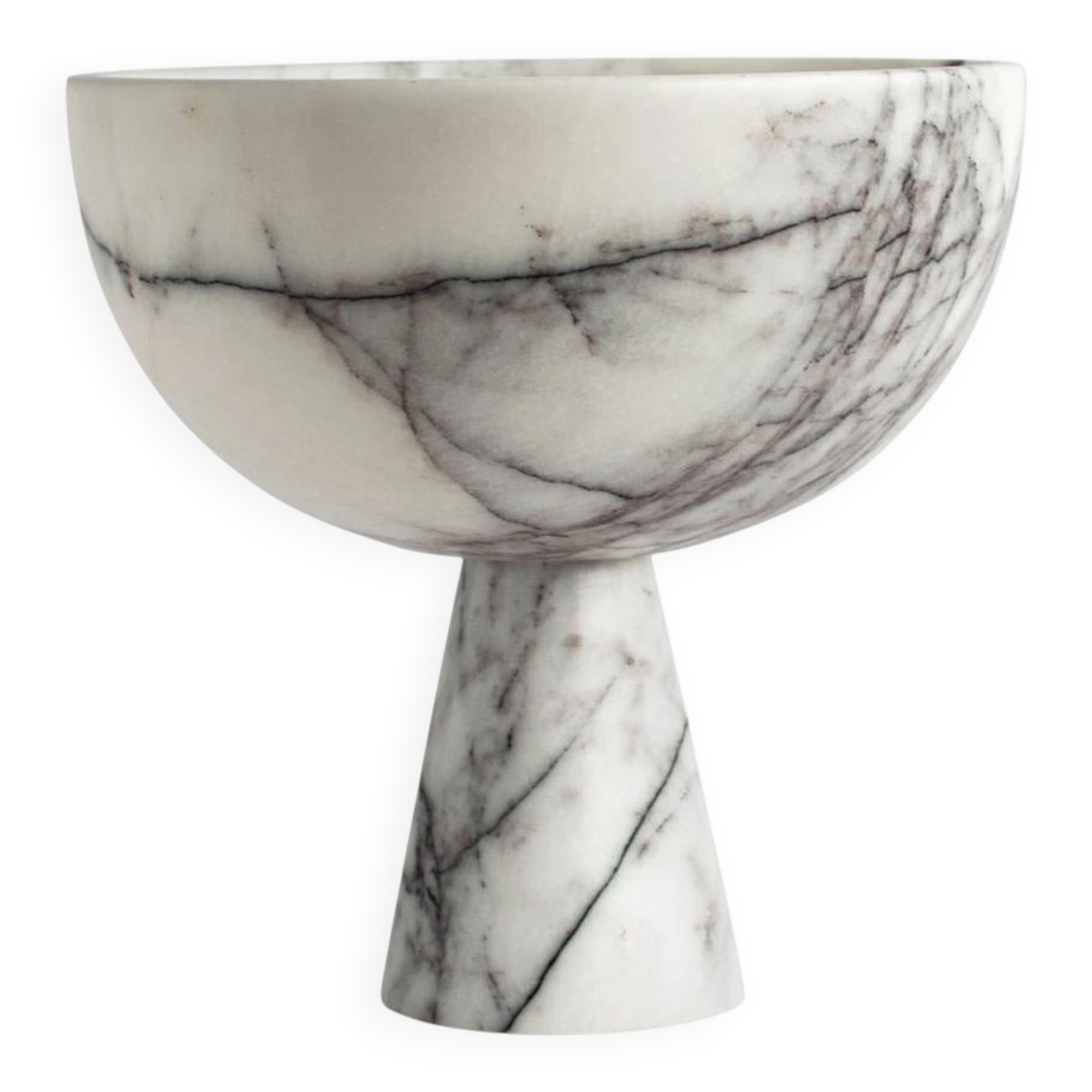 XL white/lilac marble pedestal bowl