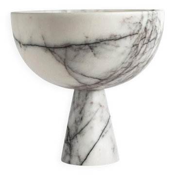 XL white/lilac marble pedestal bowl