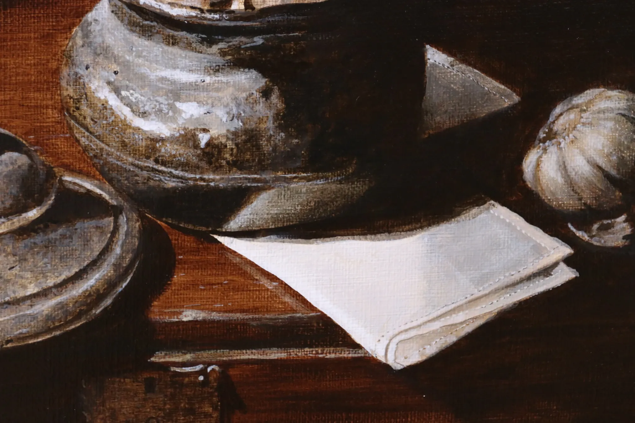 Still life with pewter pot and garlic – Marjolein van den Berg, c. 2011