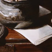 Still life with pewter pot and garlic – Marjolein van den Berg, c. 2011