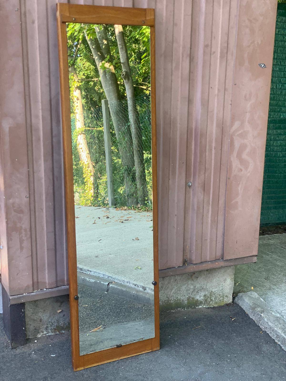 Vintage Scandinavian mirror in solid oak 42x148.