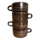 Set de 4 tasses déjeuner Salins décor bois 1970