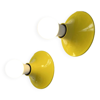Pair of yellow teti wall lamps by Vico Magistretti for Artemide, 1960