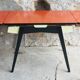 Vintage table with extension cords and orange-red formica drawers feet compass - 1960