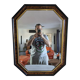 Octagonal vintage marbled mirror brown 61 x 82 cm