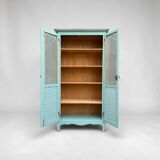 Vintage grey-green glass cabinet from the 1960s.