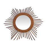 Rattan sun mirror, 1960s design, vintage