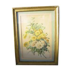 Chromolithographie bouquet de fleurs