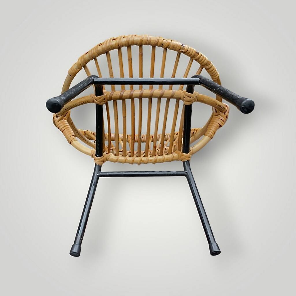 Vintage bamboo and rattan children's armchair