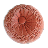 Round cushion in pink pleated velvet diameter 33 cm vintage