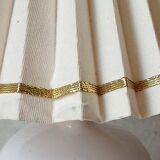 Enamelled terracotta lamp signed, pleated lampshade 1960