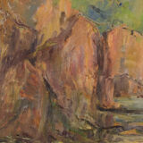 Impressionist seascape with cliffs - oil on canvas