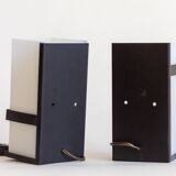 Pair of modernist metal wall lights with perspex diffuser, 1950s/1960s