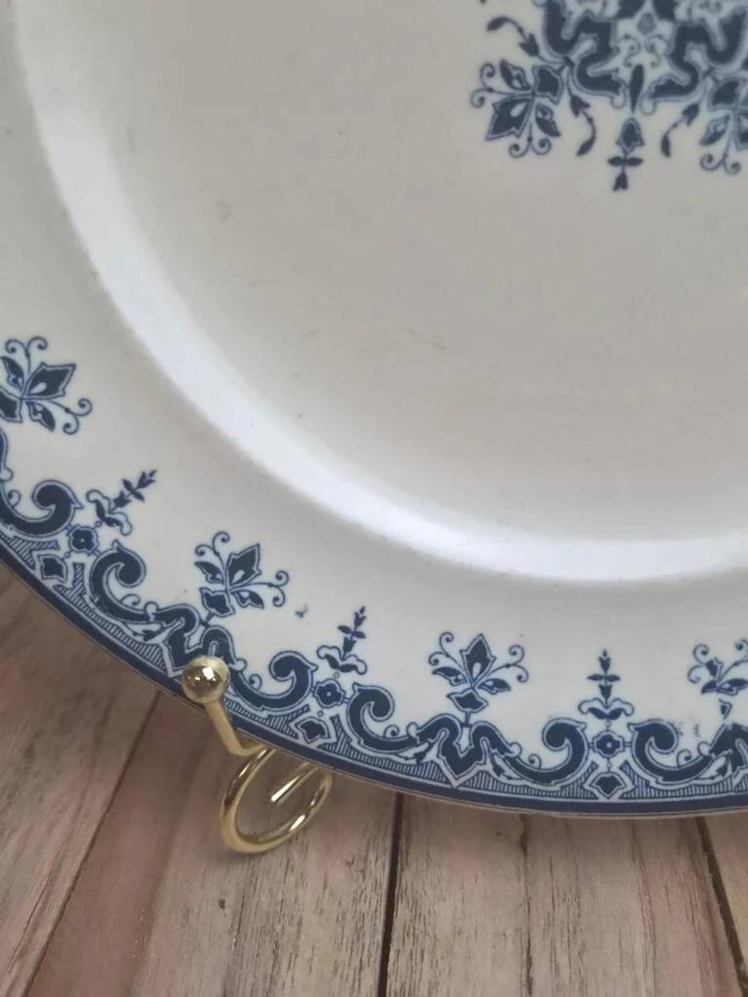 Antique plate Terre de Fer Clairefontaine Rouen blue decoration