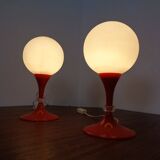 Glass and Plastic Tulip Bedside Lamps, 1970s, Set of 2