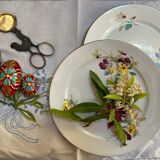 Set of 2 polychrome Sarreguemines dessert plates