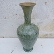 Vase  Art déco en grés de Pierrefonds cristallisé vert