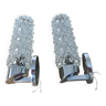 Paire d'appliques en laiton chromé et verre "pointe de diamant" années 60 70