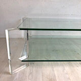 70's vintage glass and Plexiglas coffee table
