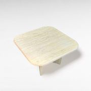 Table basse carrée en travertin aux coins arrondis, Italie, années 1970