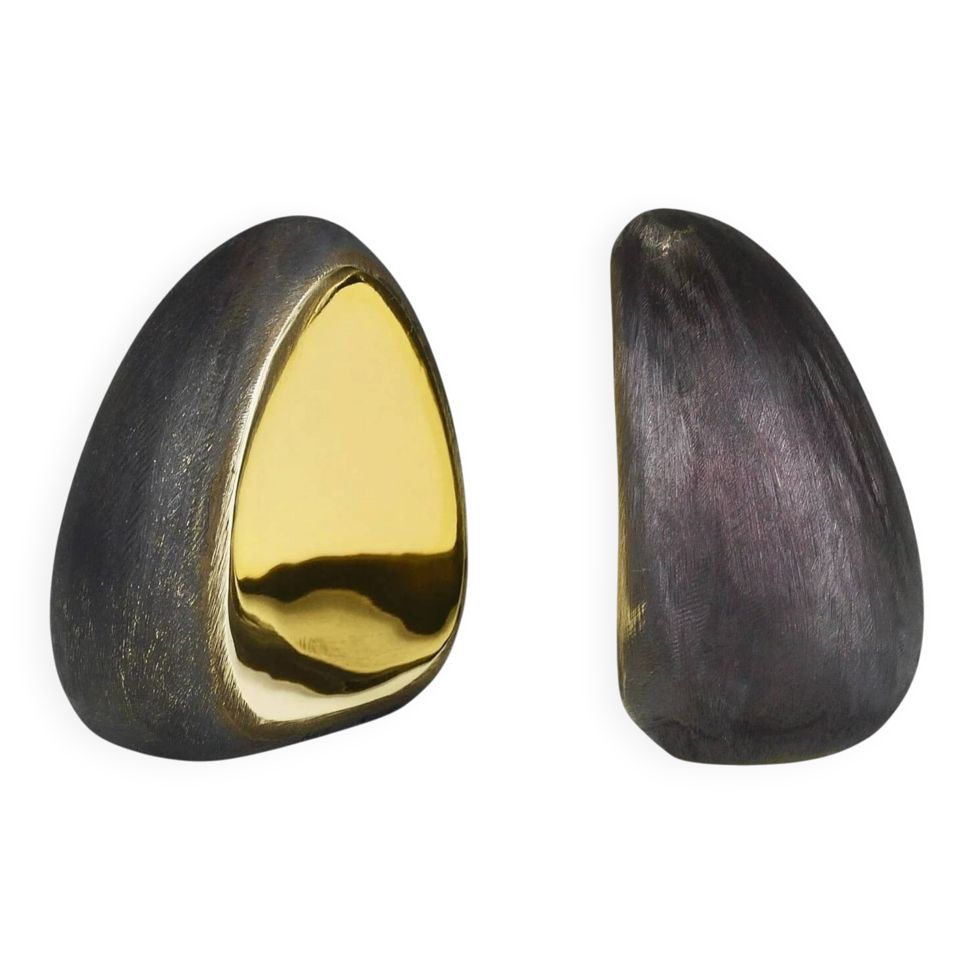Pair Carl Auböck minimalist drop brass bookends #4636, Vienna, Austria