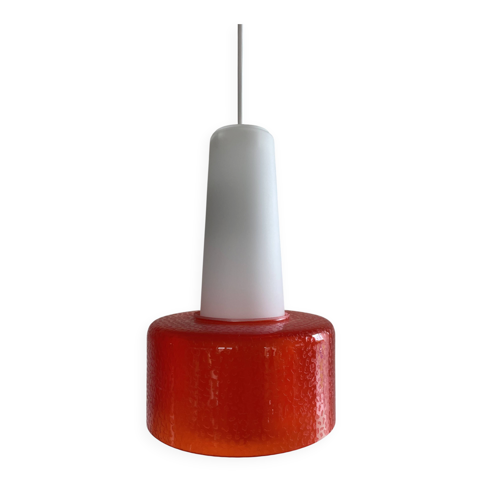 White and orange glass pendant lamp by Peil and Putzler
