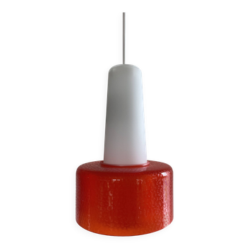 White and orange glass pendant lamp by Peil and Putzler