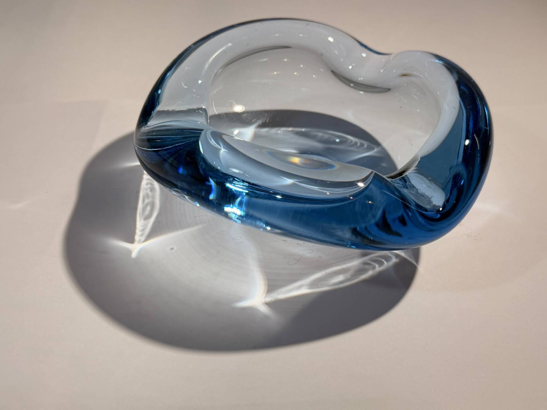 Blue ashtray from the "Akva" series by Per Lütken for Holmegaard