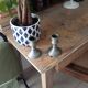 Pair of antique pewter candle holders