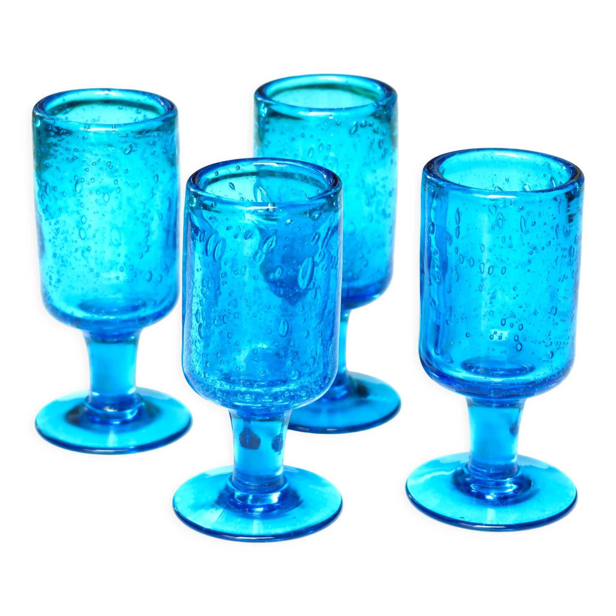 BIOT LOT DE 2 verres vintage - coupes à glace en verre bullé de Biot