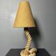 Midcentury French brutalist rope table lamp in the style of Audoux & Minet