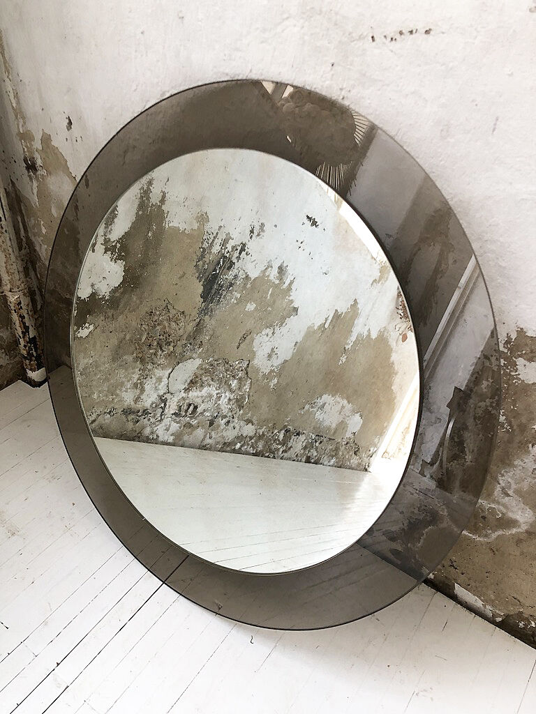 Smoked round design mirror Veca Italy