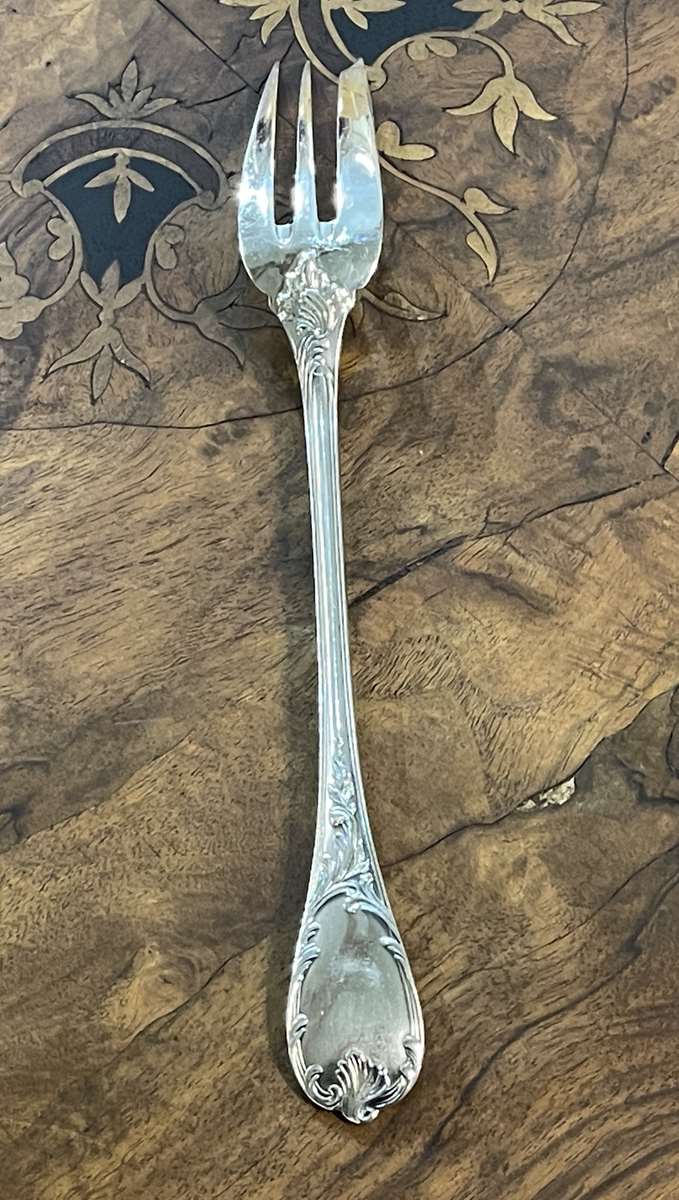 Serving cake fork - Christofle Marly in silver metal