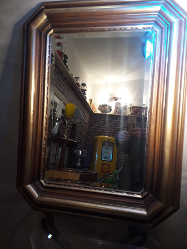 Miroir bois exotique patiné or 83x63cm