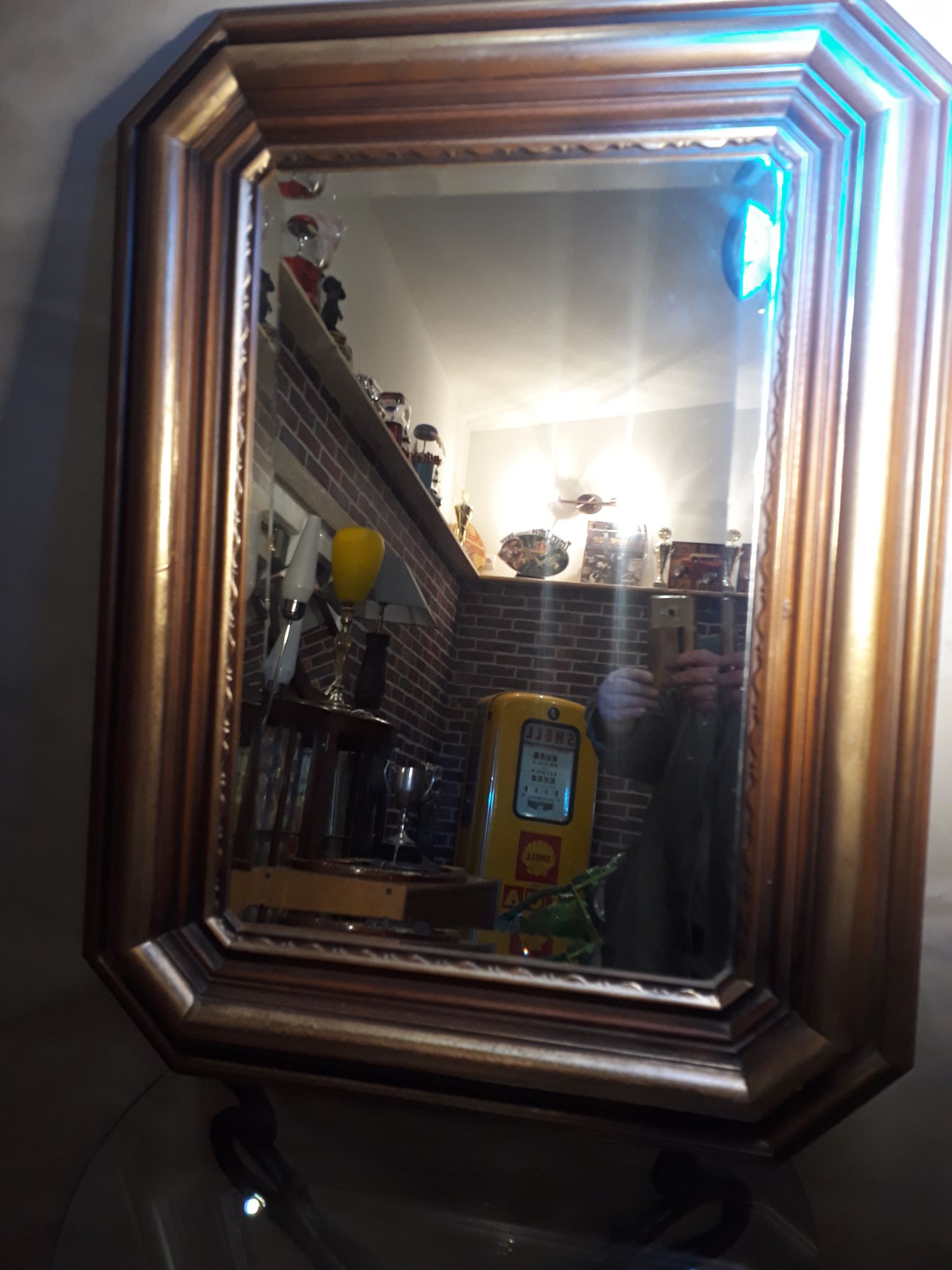 Mirror exotic wood patinated gold 1970
