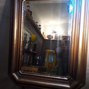 Mirror exotic wood patinated gold 1970