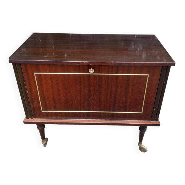 Meuble bar vintage rétro mid-century sur roulettes avec éclairage 1960