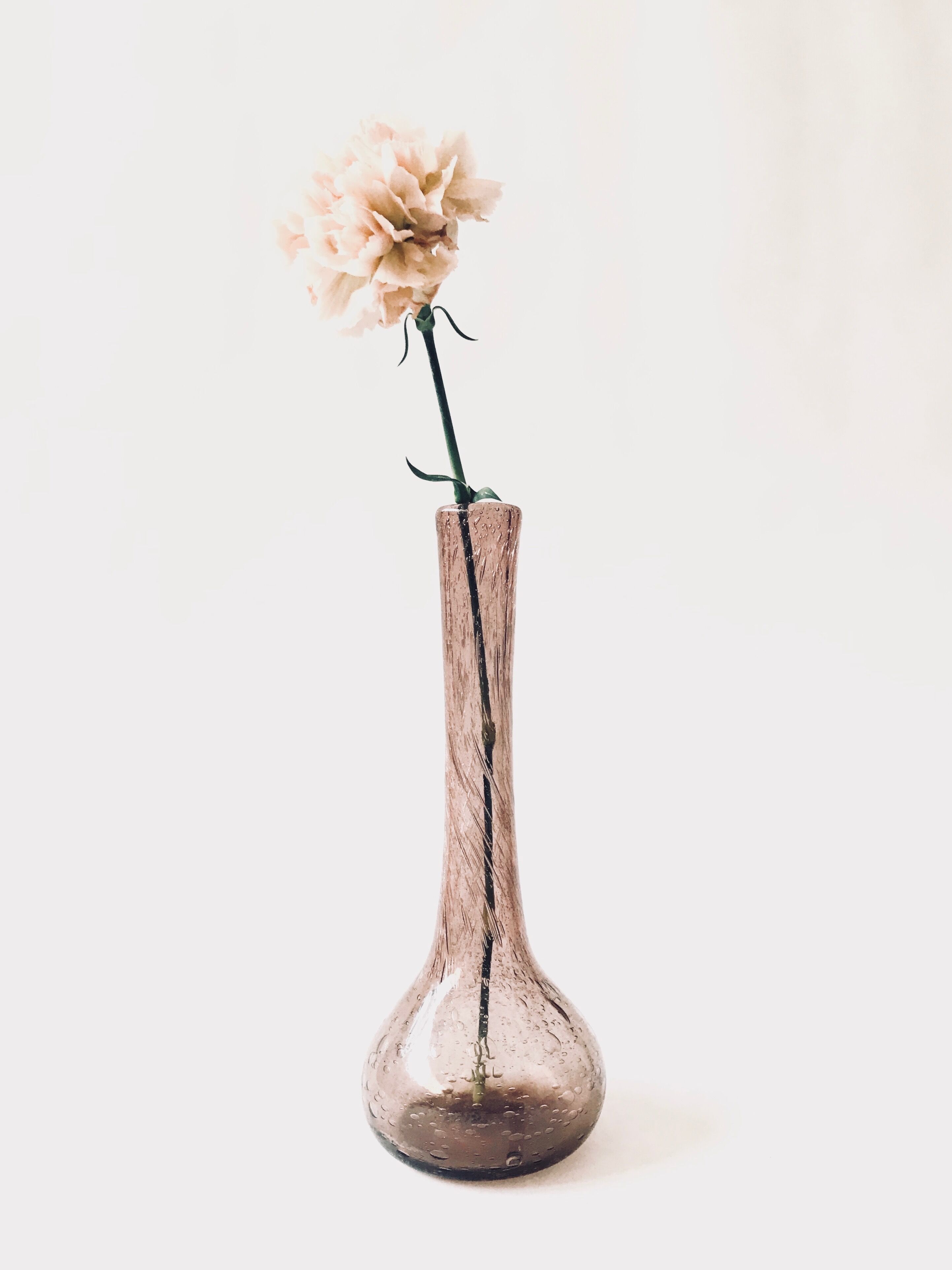 Blown and bubbled glass vase