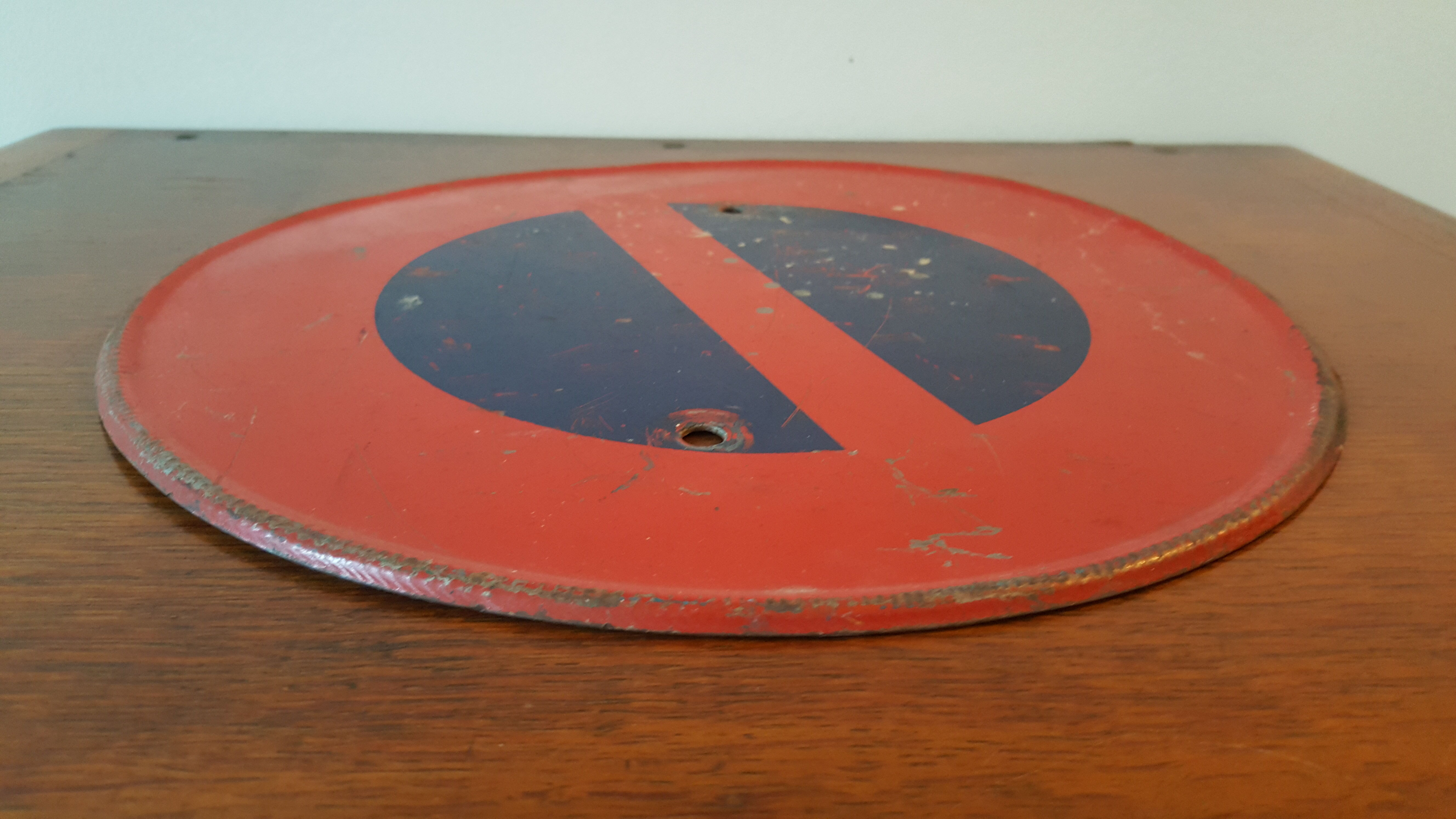 Old no parking sign