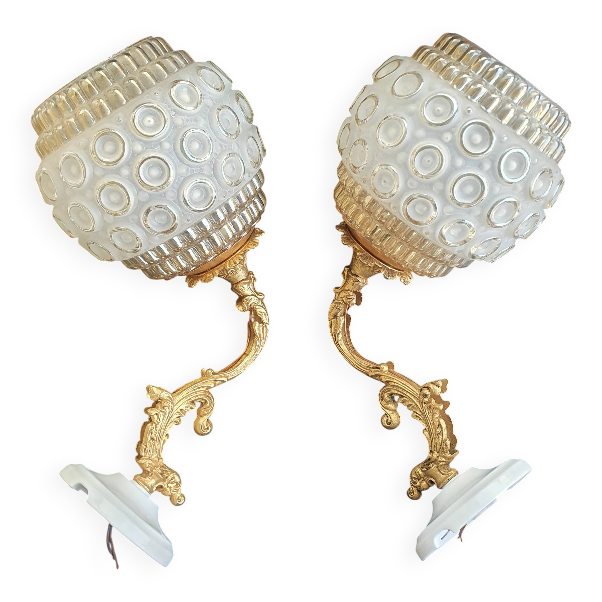 Large vintage wall sconces pair