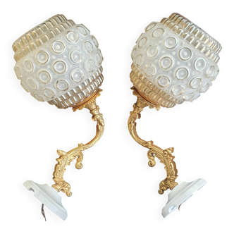 Large vintage wall sconces pair